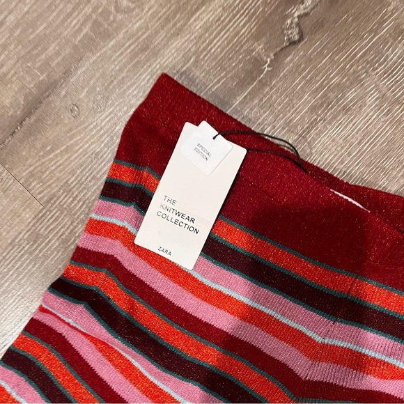 ZARA Trousers SHIMMERY Thread STRIPED KNIT Special Edition L Pants Disco… - Picture 6 of 11